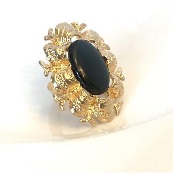 Costume Gold black tone ring Statement Custom Made Costume Ring size 7.5 - Picture 6 of 8
